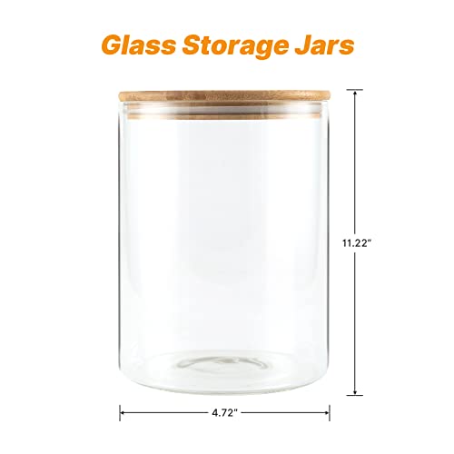 YUNCANG Glass Storage Jars,2 PACK -108oz/3200ml Clear Glass Food Storage Containers with Airtight Bamboo Lid Stackable Kitchen Canisters for Candy,Cookie,Rice,Sugar,Flour,Pasta,Nuts and Spice Jars - Image 3