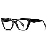 RRNTTTM Modische Brille mit Blaulichtfilter, Katzenaugen-Brillenrahmen, für Damen, trendig (schwarz...