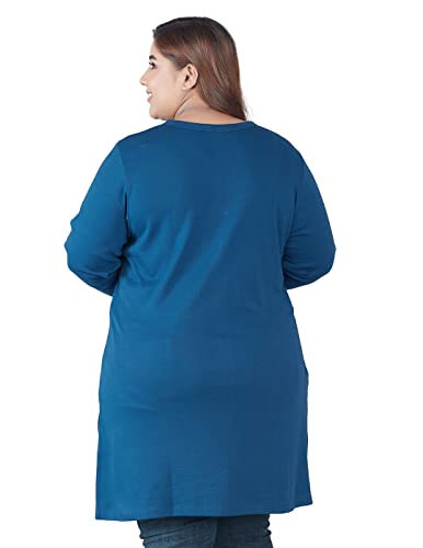 Image of CUPID Women's Cotton Plus Size Plain Full Sleeves Long Top for Summer n Semi Summers with One Side Pocket for Ladies Solid T Shirt