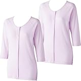 [ハナサンテラス] 介護下着 女性 前開き 2枚組 7分袖 プラスチックホック 介護用肌着 大人用 綿100% 授乳 術後 入院 着脱しやすい (ラベンダー, 3L)