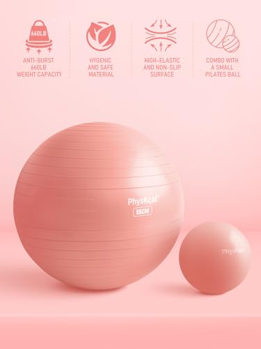 Yoga Ball for Exercise, Pilates Set, 4 Sizes Fitness Ball for Workout, Birthing, Pregnancy, Physical Therapy- Pump Included - Image 3