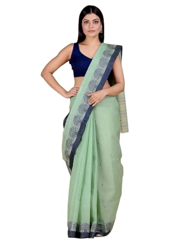 INDIA MADE Women Traditional Bengal Tant Handwoven Pure Cotton Starch Tangail Saree without Blouse Piece-11789