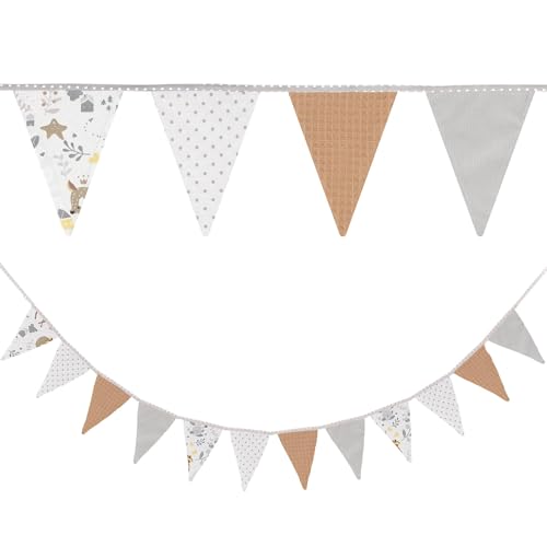 Banderines para Habitación Infantil - Guirnalda de Banderines Banderines de Cumpleaños para Exteriores 350 cm 12 Triángulos (15 cm x 22 cm) Ciervo