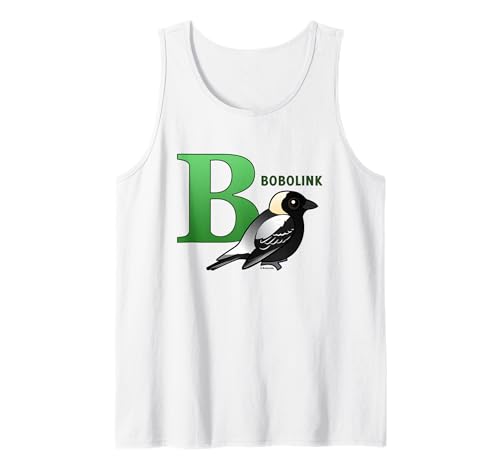 B is for Bobolink Cute Cartoon Bird Design | Bird Alphabet Tank Top