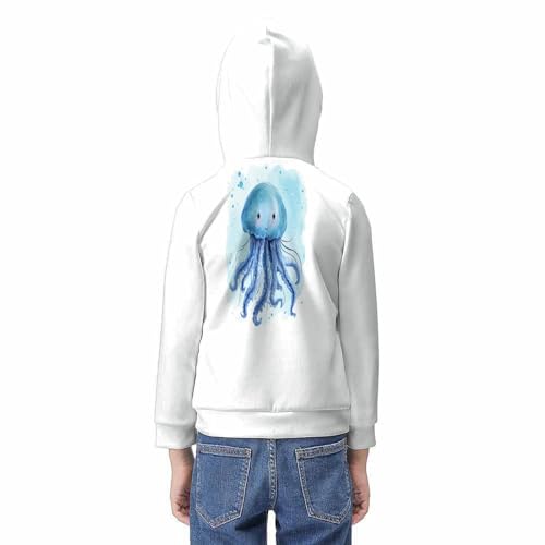 Sweat à capuche pieuvre mignonne pour enfant de 6 à 15 ans