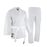 MNEX PRO FIGHTING LIMITED Unisex Karate Uniform, 8 oz leicht, atmungsaktiv aus Poly-Baumwolle, mit Gürtel, für Kampfsport, Weiß (weiß, 4/170)