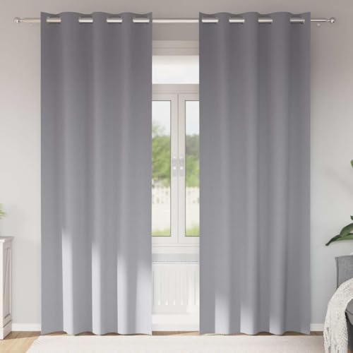 Rideaux occultants en polyester de qualité gris clair 225 x 140 cm