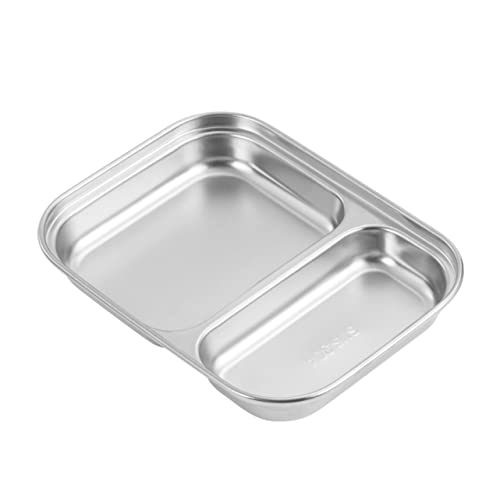 COLLBATH Compartment Lunch Box Cafeteria Trays Divided Serving Platter Compartment Plates Food Tray Dipping Bowls Camping Flatware Sauce Dishes Dip Bowls Silver 304 Stainless Steel