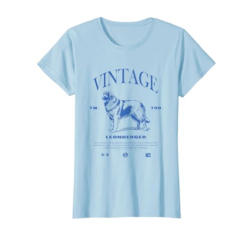 Leonberger Vintage Dogs T-Shirt, Women, Baby Blue, XX-Large