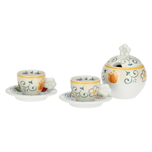 Set 2 tazzine espresso e zuccheriera in porcellana Eolia