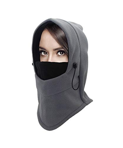 devil Girl's & Women's 6-in-1 Multi-function Thermal Fleece Balaclava Hood Police Swat Ski Bike Wind Stopper Face Mask (Grey)-(Pack of 01)-picture-3