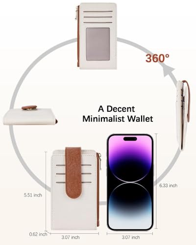 Slim Wallet Women RFID Blocking Card Holder Bifold Wallet with Zipper Pocket Beige＆Brown3