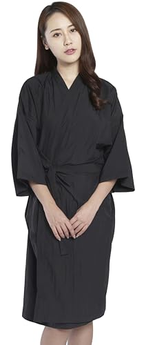 PERFEHAIR Salon Kunden Gewand, Friseur Kimono Umhang Kittel Cape – 109cm lang (Schwarz)