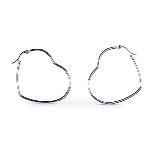 Zavana Grandes Boucles d'Oreilles Créole en Coeurs, Boucles d'Oreilles Créoles Femme en Acier Innoxydable Couleur Argent, Boucles Creoles Originales pour Femme et Jeune Fille Cover