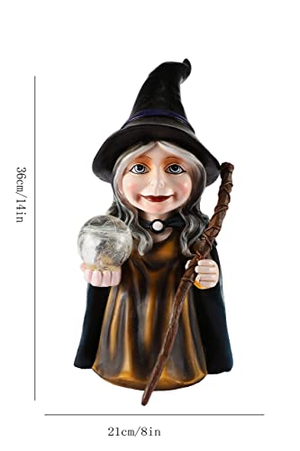 Exquailty Outdoor Witches Statue Halloween Decor, Witch Hand Hold Solar Led Ball And Magic Wand Solar Light Garden Sculptures, Lawn Yard Art Decoration #TOP5
