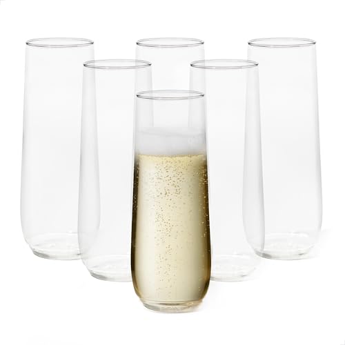 TOSSWARE POP 9oz Stemless Champagne Flute Set of 48 Premium Quality Recyclable Unbreakable & Crystal Clear Plastic Champagne Glasses