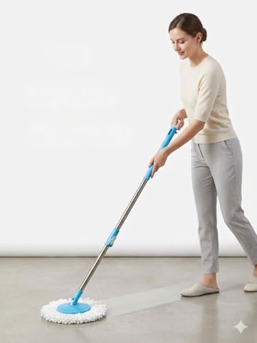 Image of 360 Rotating Spin Mop Set with Microfiber Refills & Stainless Steel Handle || Magic Pocha || Home & Floor Mopping Cleaning ||