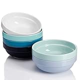 Sweese 119.003 Porcelain Stackable Bowls - 20 Ounce for Cereal, Salad - Set of 6, Cool Assorted Colors