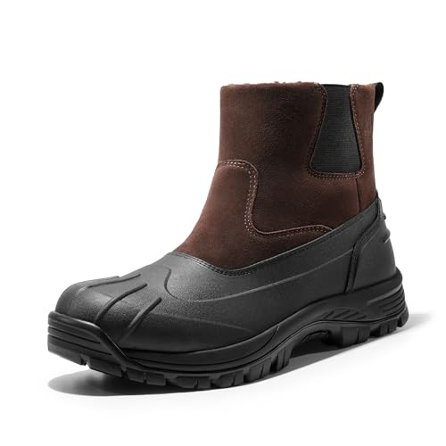 NORTIV 8 Mens Slip on Winter Waterproof Rain Boot for Outdoor