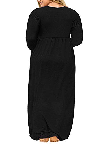 Nemidor Women Long Sleeve Loose Plain Casual Plus Size Long Maxi Dress with Pockets2