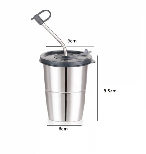 Image of Stainless Steel Fusion Glass Tumbler with Stainless Steel Metal Straws and Cleaning Brush with Lid (LD SIP 2) 250ML