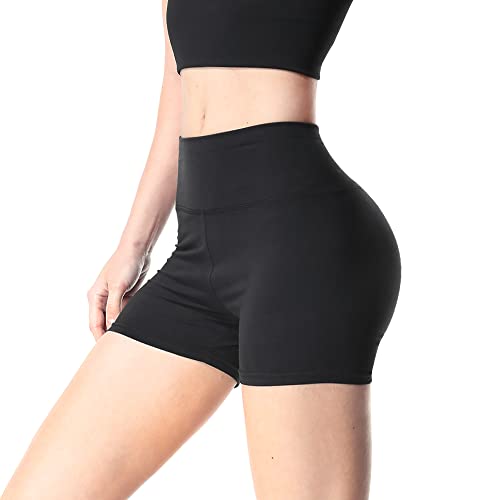Valinna Women's Workout Yoga Athletic Running Dance Gym Shorts High Waist Cheerleader Volleyball Short Pants (Medium, 211-Black) #TOP1