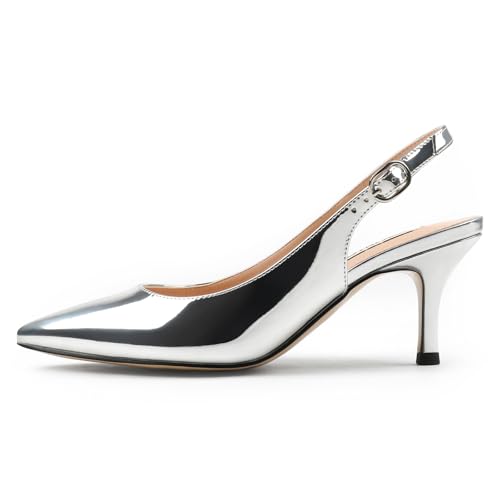 Image of JOY IN LOVE Slingback Kitten Heels for Women Closed Pointed Toe Pumps Dress Shoes