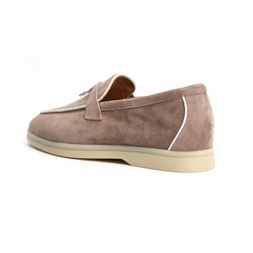 Image of XOBZJH Women's Leather Suede Loafers Flats - Slip-On Penny Loafers with Soft, Comfortable Driving & Dress Shoes for Casual Office Work All Day