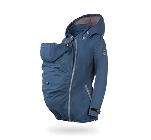 FUN2BEMUM Enigma 5in1 BACK/FRONT Softshell Jacke,Tragejacke , Babytragejacke,Schwangerschaftsjacke Indigo Melange (S) Cover