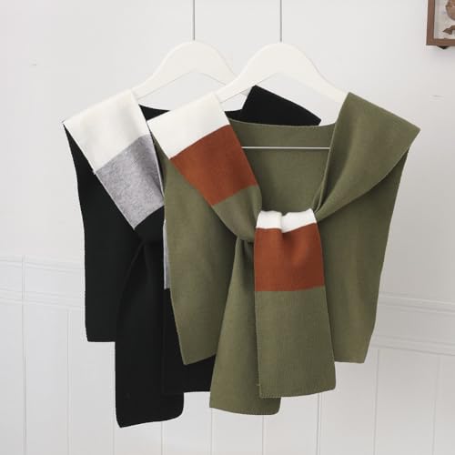 Women's Color-Block Knitted Shawl Wrap Lightweight Warm Shoulder Cape Accessories Knotted Cover-up for All Seasons2
