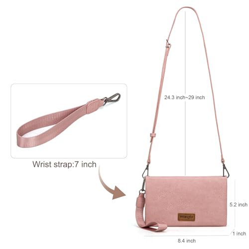 Image of Montana West Wrangler Womens Wristlet Wallet RFID Blocking Bifold Clutch Credit Card Holder Purse with Crossbody Strap