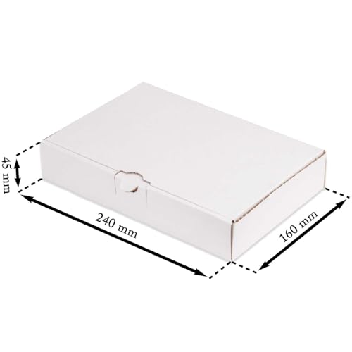 kartonprimus Maxibriefkartons 240 x 160 x 45 mm MB-3 weiß Maxibrief Karton Faltschachtel stabil Versandkarton für Post DHL Versand DIN A5 Warensendung Büchersendung Versandschachtel (25 Stück)