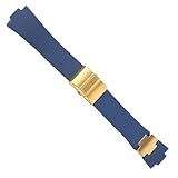 yapong Waterproof Rubber Watch Band For Ulysse-Nardin MARINE Watchstrap Man Sport Watchband Bracelet(Blue gold set)