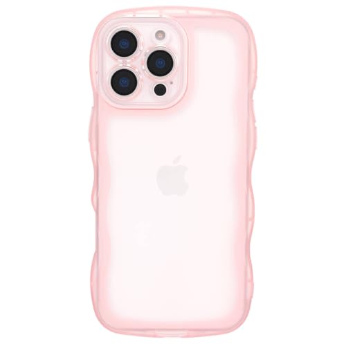 Dumkery Bonita funda compatible con iPhone 16 Pro Max, marco ondulado rizado rosa transparente, antiamarilleamiento, TPU suave a prueba de golpes, para niñas y mujeres