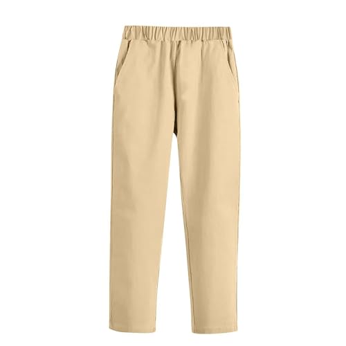 Kids Boys School Uniform Pants Preppy Outfits Teen Boys Stretch Chino Trousers Straight Leg Sweatpants with Pockets