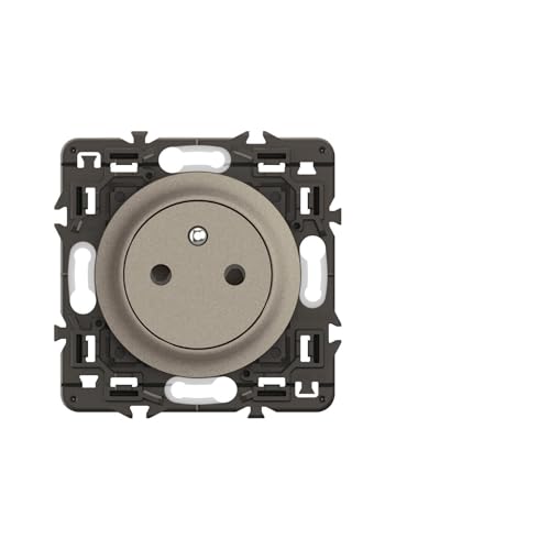 LEGRAND – Toma eléctrica de pared con tierra celiana superficie, toma rasante con base retráctil – Titanio – Para completar con placas de acabado – Juego de 6