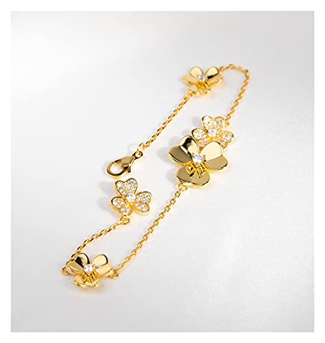 Bracelet pierre naturelle et chaîne or trèfle : bijou résistant pour femme