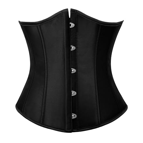 TRIWORKS Schwarz Korsett Damen Corsage Bustiers Unterbrust Korsett Satin Lace Up Waist Cincher für Halloween und Karneval S