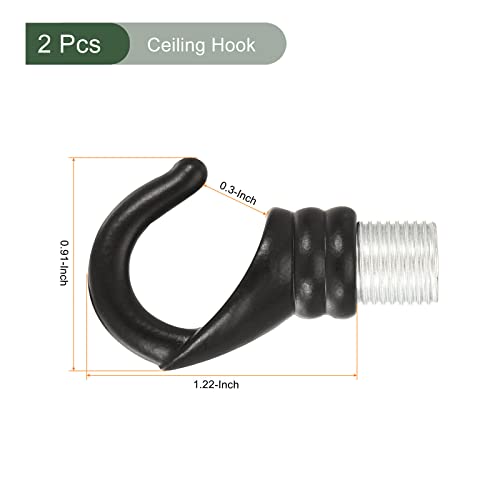 Image of YOKIVE 2 Pcs Alloy M10 Ceiling Hook, Electroplate Pendant Fixtures Hanger | Hanging Chandelier Light, Great for Home (Black, 0.91x1.22-Inch)