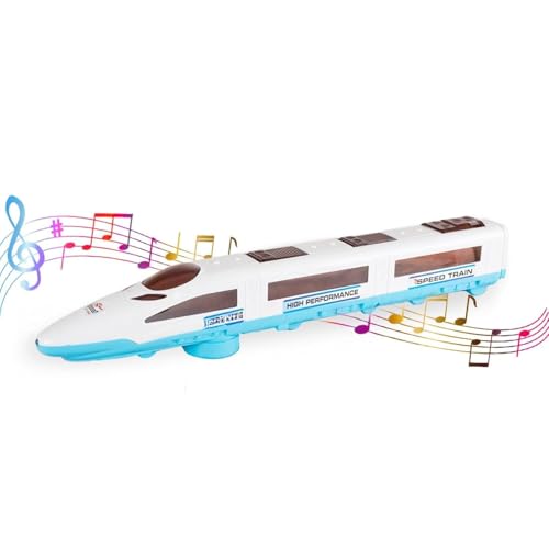 Image of Battery Operated 3D Dynamic Flash Speed Train Toy with Musical Sound for Kids /Babies /Girls /Boys /Toddlers | White & Blue Color | Musical Bande Bharat Bullet Train for 2+ Kids
