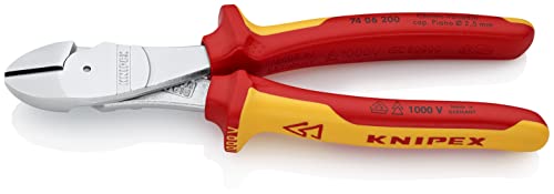 Knipex Kraft-Seitenschneider verchromt, isoliert mit Mehrkomponenten-Hüllen, VDE-geprüft 200 mm 74 06 200