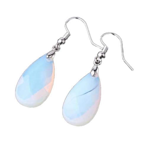 Boucles d'oreilles en quartz de cristal naturel taillé et perles précieuses de guérison