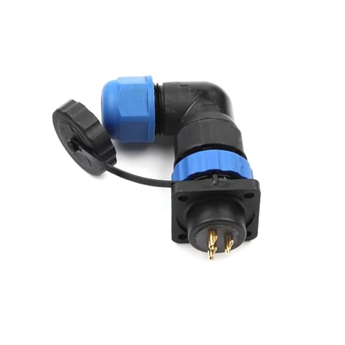 Conector de aviación angular SP20 IP68 codo brida cuadrada 12 pines 4