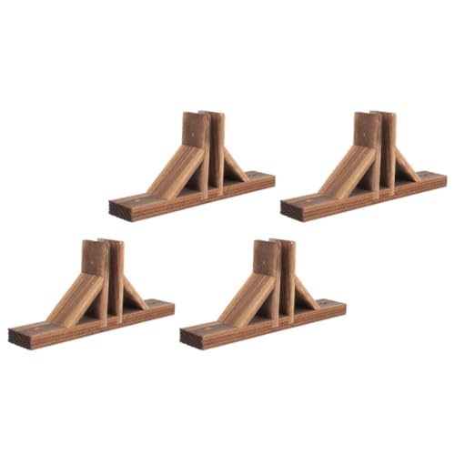 Support de clôture en bois avec surface polie sécurisée - Lot de 4 bases