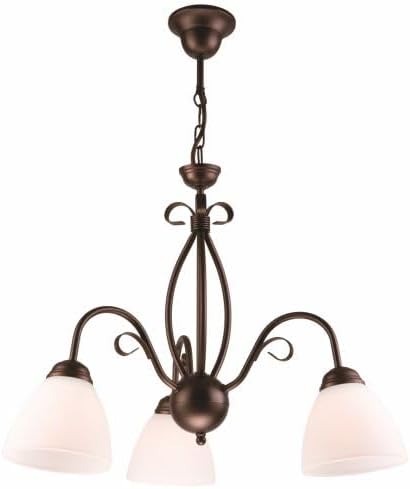 Licht-Erlebnisse Hanglamp bruin 3-vlammig metaal glas rustiek huiselijk LIRLIN lamp eetkamer woonkamer