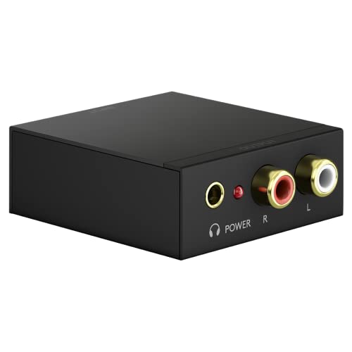 goobay 58493 Toslink Extractor Audio S/PDIF Digital auf Analog Konverter/Audio Adapter/Umwandlung von Audiosignalen/Cinch Buchse & 3,5 mm Klinke/Blu ray Player, PS4, PS5, XBox/Schwarz