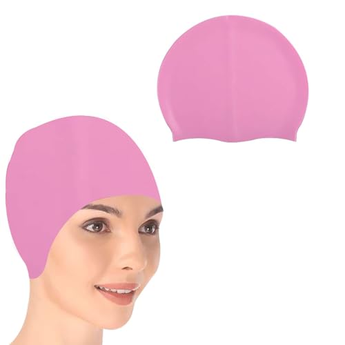 Image of GLAN Silicone Swimming Cap for Kids and Adults Waterproof Swimming Pool Cap for Women and Men (Light Pink)