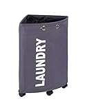 WENKO Wäschesammler Tresco Grau - Wäschekorb Fassungsvermögen: 50 l, Polyester, 33 x 60 x 33 cm, Dunkelgrau