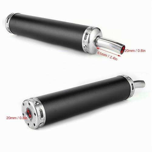 silenziatore tempi-Silenziatore di Scarico Silenziatore 20mm / 0,8 Pollici Uscita in Acciaio Inossidabile Punta di Scarico Silenziatore Bruciato per Moto a 2 Tempi(nero)