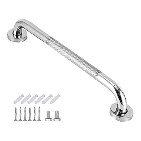 Bathroom Grab Rail, 16inches/40cm SUS 304 Stainless Steel Bathroom Grab Bar with Anti-Slip Grip, Safety Bathroom Rail Handle Shower Support Handle for Bathtubs, Toilets, Bathrooms, Staircase Cover